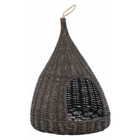 vidaXL Domček pre mačku s vankúšom sivý 40x60 cm prírodná vŕba típí