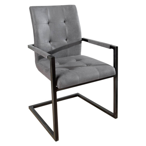 LuxD 18232 Jedálenská stolička vintage English šedá s operadlom