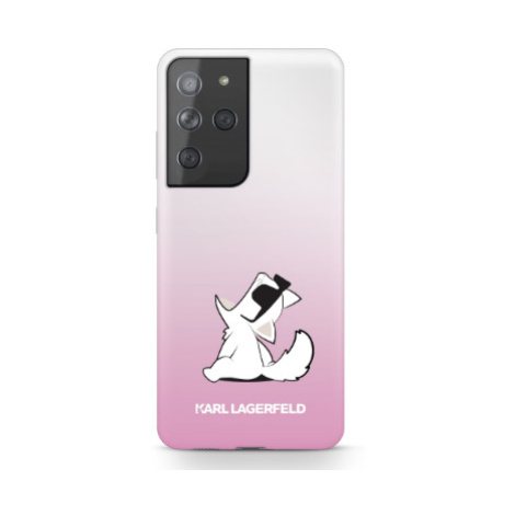 Puzdro Karl Lagerfeld KLHCS21LCFNRCPI na Samsung Galaxy S21 Ultra 5G PC/TPU Choupette Eats ružov