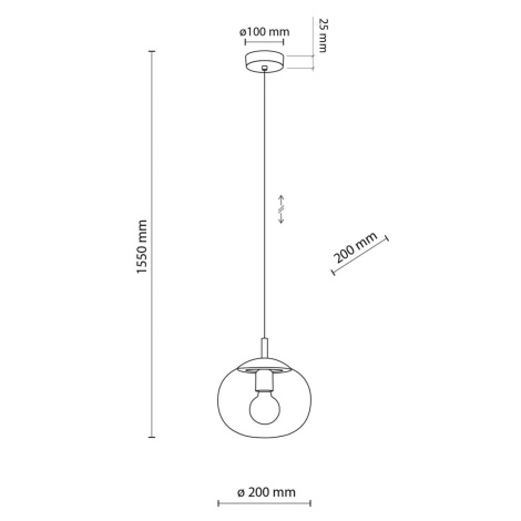 Závesné svietidlo Vibe, číre sklo, Ø 20 cm TK Lighting