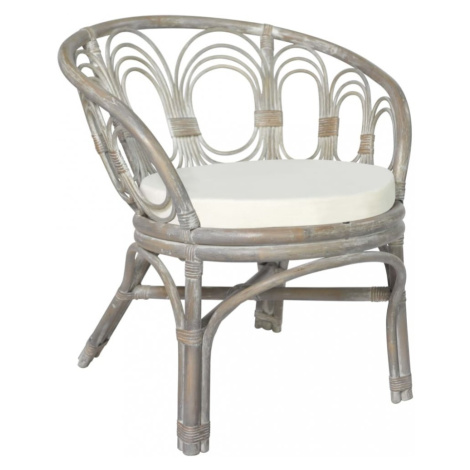 Jedálenská stolička prírodný ratan / plátno Dekorhome Sivá,Jedálenská stolička prírodný ratan /  vidaXL