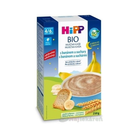 HiPP BIO Mliečna KAŠA Dobrú noc s banán.a suchármi pre dojčatá (od ukonč. 4/6. mesiaca) 250g