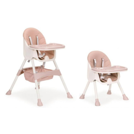 Ružová stolička na kŕmenie 2v1 pre deti