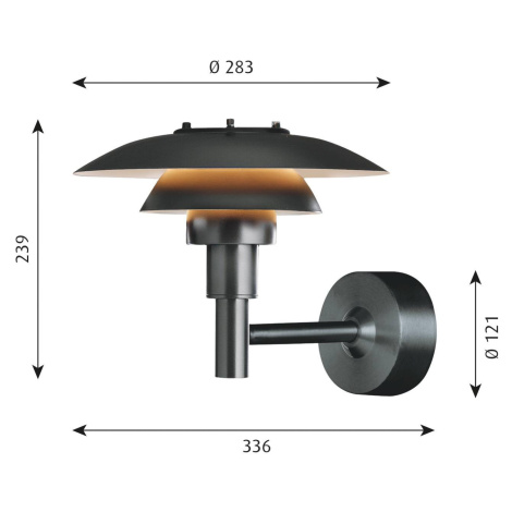 Louis Poulsen PH 3-2 1/2 nástenné svietidlo, oceľ