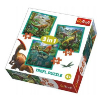 Puzzle 3v1 Svet dinosaurie 20x19,5cm v krabici 28x28x6cm