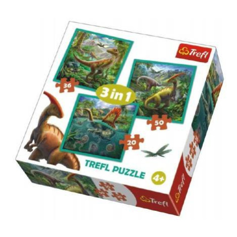 Puzzle 3v1 Svet dinosaurie 20x19,5cm v krabici 28x28x6cm