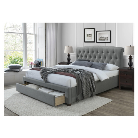 HALMAR Avanti 160 čalúnená manželská posteľ s úložným priestorom sivá