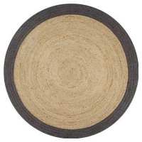 Ručne vyrobený koberec z juty s tmavo sivým okrajom 120 cm