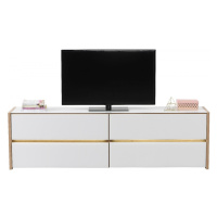 Televízny stolík s osvetlením embra - dub artisan/biely lesk