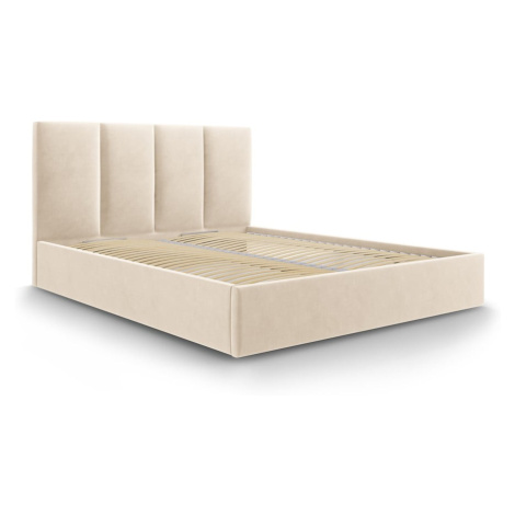 Béžová zamatová dvojlôžková posteľ Mazzini Beds Juniper, 180 x 200 cm Mazzini Sofas