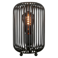 Čierna stolová lampa s kovovým tienidlom (výška  25 cm) Cage – Fischer & Honsel