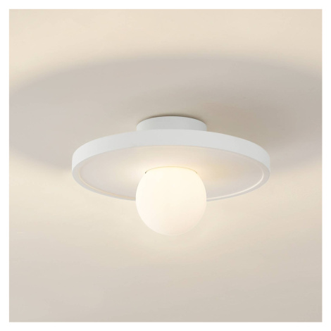 Lindby nástenné svetlo Nielson, biele, sadra, Ø 28 cm