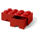 LEGO® Úložný box 8 so zásuvkami 25 x 50 x 18 cm Červená