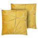 BELIANI, Sada 2 zamatových vankúšov s geometrickým vzorom 45 x 45 cm žltá PINUS, 290458