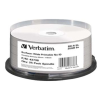 Verbatim BD-R, Single Layer Wide Printable No ID Surface Hard Coat, 25GB, cake box, 43738, 6x, 2