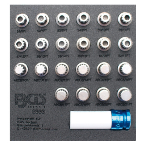 Sada kľúčov na bezpečnostné skrutky kolies v penovej výplni, VAG, 23 ks - B8933