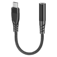 Sturdo USB-C/3.5mm Jack, opletený čierny