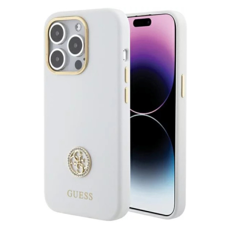 Kryt Guess GUHCP15XM4DGPH iPhone 15 Pro Max 6.7" white hardcase Silicone Logo Strass 4G (GUHCP15