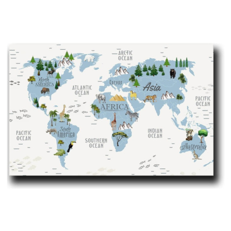 Detský obrázok 45x70 cm Map – Wallity