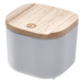 Sivý úložný box s vekom z dreva paulownia iDesign Eco, 9 x 9 cm