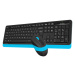 A4tech set bezdrôtovej klávesnice a myši, čierna/modrá