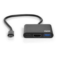 PORT HUB USB-C, HDMI 1X 4K + USB-A + USB-C, čierna