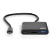 PORT HUB USB-C, HDMI 1X 4K + USB-A + USB-C, čierna