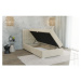 Béžová čalúnená jednolôžková posteľ s úložným priestorom s roštom 80x200 cm Bunny – Ropez