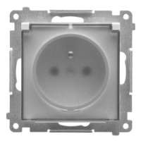 Zásuvka 2P+T/16A/250V IP44 s krytkou (transparent) (PS) svetlá sivá SIMON55 (Simon)