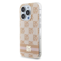 DKNY  PC/TPU Checkered Pattern W Printed Stripes MagSafe Apple Phone 15 Pro DKHMP15LHCPTSP Pink