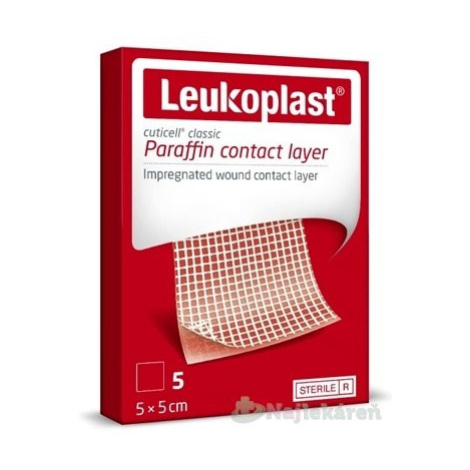 LEUKOPLAST CUTICELL CLASSIC krytie na rany s parafínovou kontaktnou vrstvou, sterilné, 5x5 cm, 5