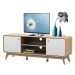 Biely/v prírodnej farbe TV stolík v dekore duba 140x53 cm Caitlin – Støraa