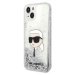 Karl Lagerfeld Liquid Glitter Karl Head Zadný Kryt pre iPhone 15 Silver