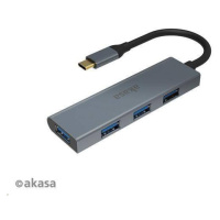 AKASA Hub USB-C 4x USB 3.0 port, hliník