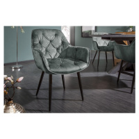 LuxD 25485 Dizajnová stolička Garold sivo-zelený zamat