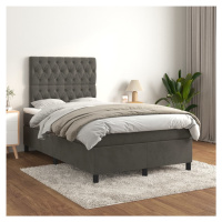 vidaXL Posteľný rám boxspring s matracom tmavosivý 90x190 cm zamat