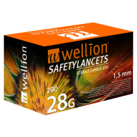 Wellion Safety LANCETS 25G LANCETA bezpečnostná priemer 1,8 mm sterilná jednorazová 200 ks