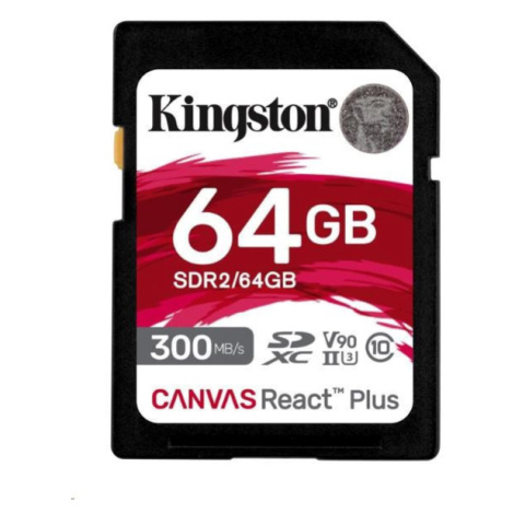 Kingston 64 GB Canvas React Plus SDHC UHS-II 300 R/260 W U3 V90 pre Full HD/4K/8K