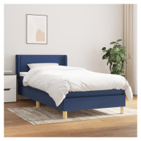 vidaXL Posteľný rám boxspring s matracom modrý 90x190 cm látka