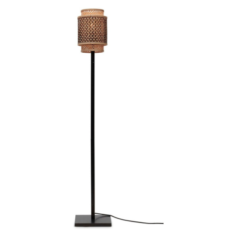 Stojacia lampa s bambusovým tienidlom v čierno-prírodnej farbe (výška 135 cm) Bhutan – Good&amp; Good&Mojo