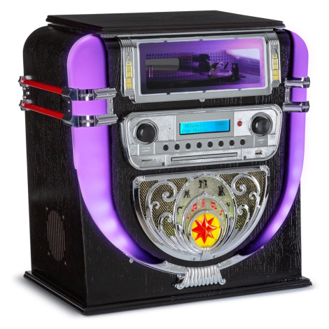 Auna Graceland Mini, Jukebox, CD prehrávač, prehrávač platní, DAB+/FM rádio, LED