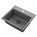 Sink Quality Ferrum New 5055, 1-komorový granitový drez 560x500x210 mm + grafitový sifón, šedá, 