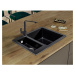 Sink Quality Ferrum, kuchynský granitový drez 605x495x210 mm + chrómový sifón, čierna škvrnitá-B