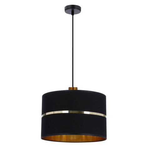 Čierne závesné svietidlo s textilným tienidlom ø 30 cm Assam – Candellux Lighting