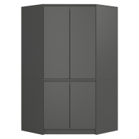Rohová šatní skříň CLP 100 cm 4D grafitově šedá