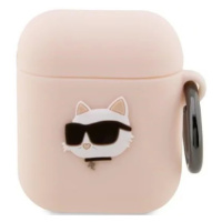 Púzdro Karl Lagerfeld AirPods 1/2 cover pink Silicone Choupette Head 3D (KLA2RUNCHP)