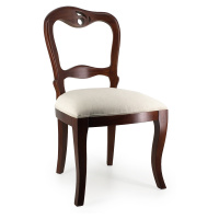 Estila Koloniálna jedálenská stolička M-VINTAGE z masívneho mahagónového dreva s béžovým čalúnen