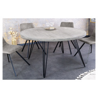 Estila Industriálny okrúhly jedálenský stôl Moonlight z masívneho mangového dreva svetlá sivá 80