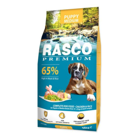 Krmivo Rasco Premium Puppy Medium kura s ryžou 15kg