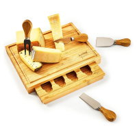 Klarstein Doska na syr so zásuvkou na nože, 25,2 x 3 x 19,5 cm (ŠxVxH), 4 špeciálne nože, jednod